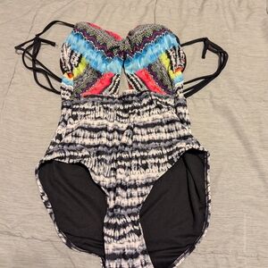 Colorful Patterned One-Piece Swimsuit No Boundaries Brand